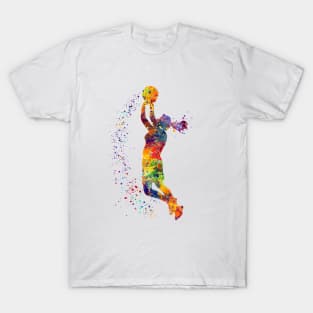 Girl Basketball Player Shooting Watercolor T-Shirt